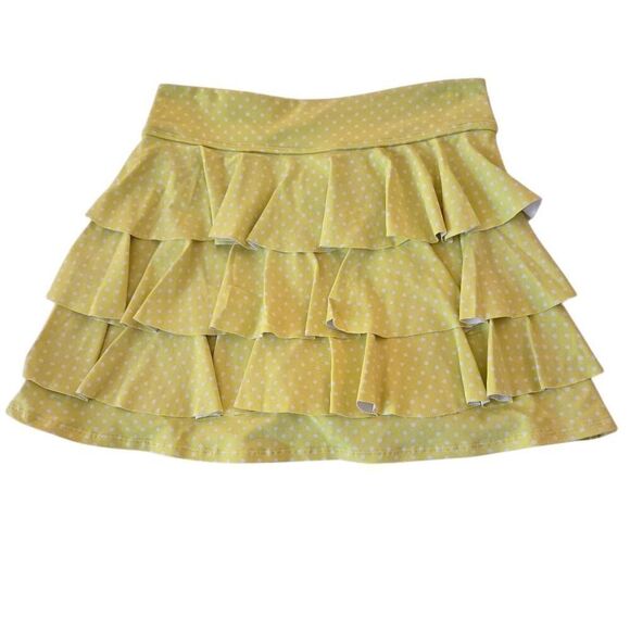 Dona Jo Womens Athletic Yellow White Polka Dot Tennis Pickleball Skort Medium - Picture 4 of 10